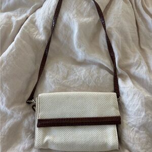 Liz Claiborne Cream Crossbody with Brown Croc-Effect Trim